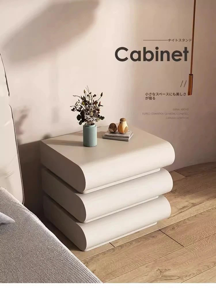 スタイリッシュなPUレザー製ナイトテーブル|パイン素材のモダンデザイン収納家具 hxy-5168