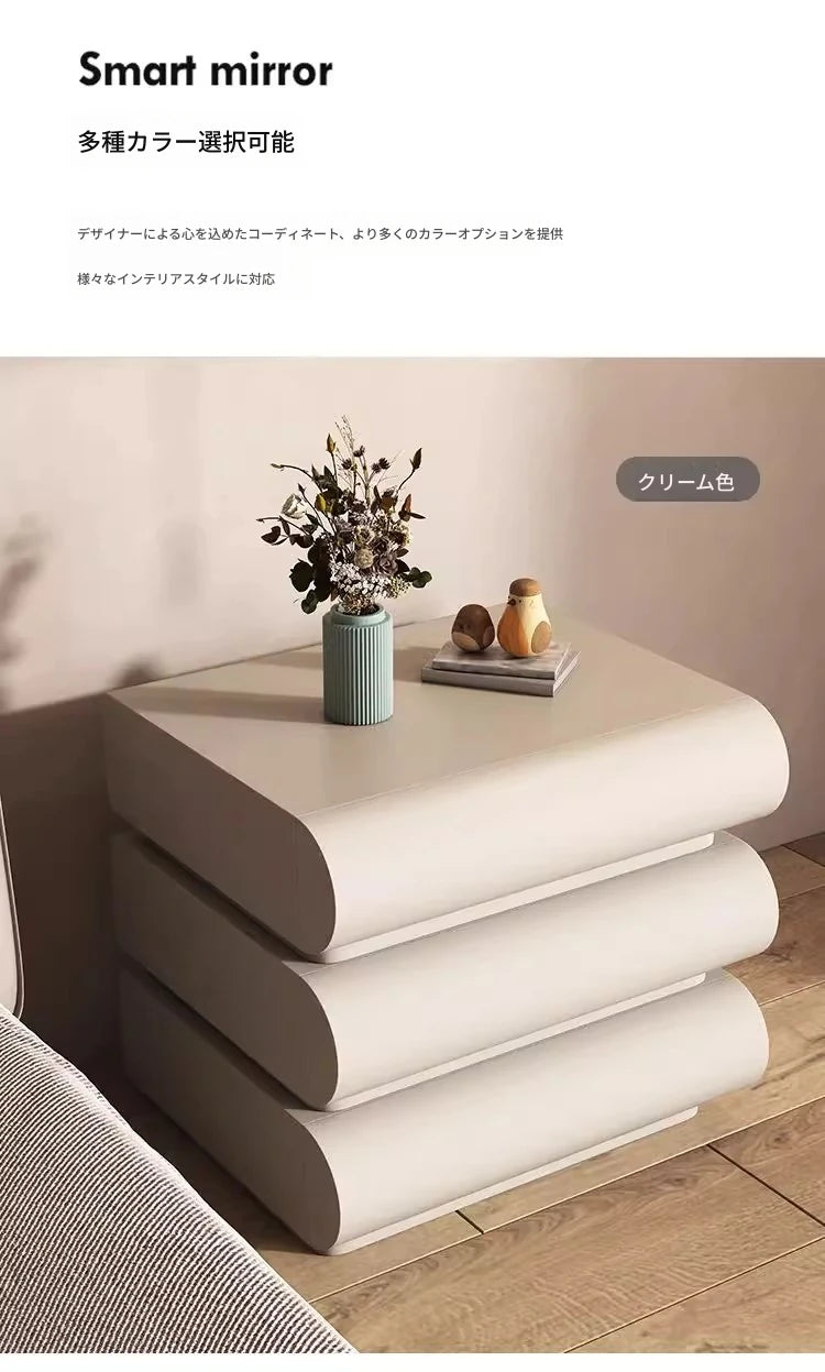 スタイリッシュなPUレザー製ナイトテーブル|パイン素材のモダンデザイン収納家具 hxy-5168