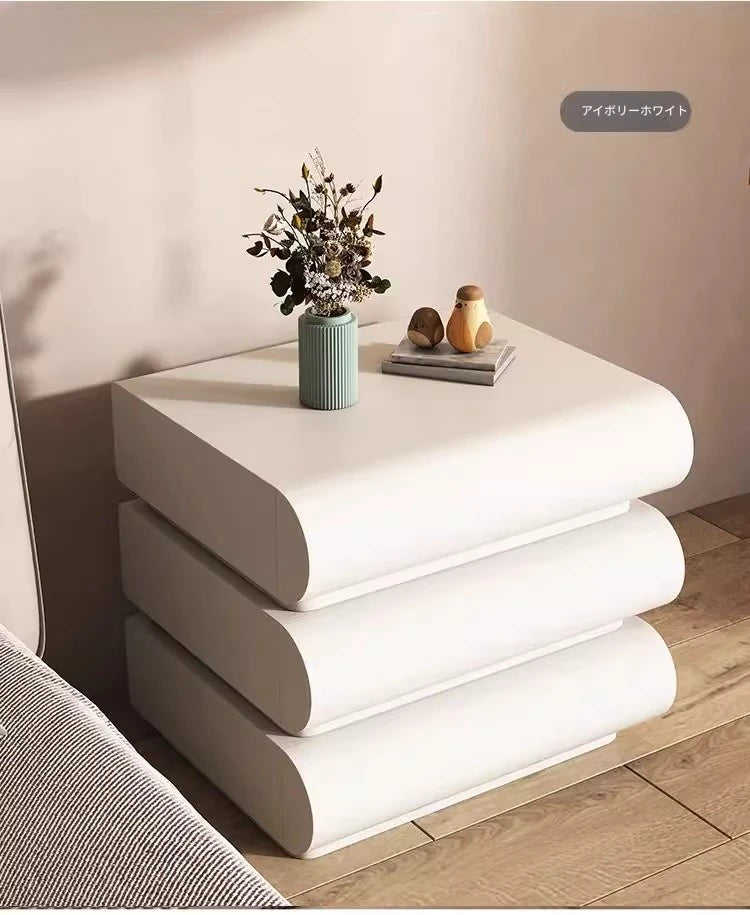 スタイリッシュなPUレザー製ナイトテーブル|パイン素材のモダンデザイン収納家具 hxy-5168