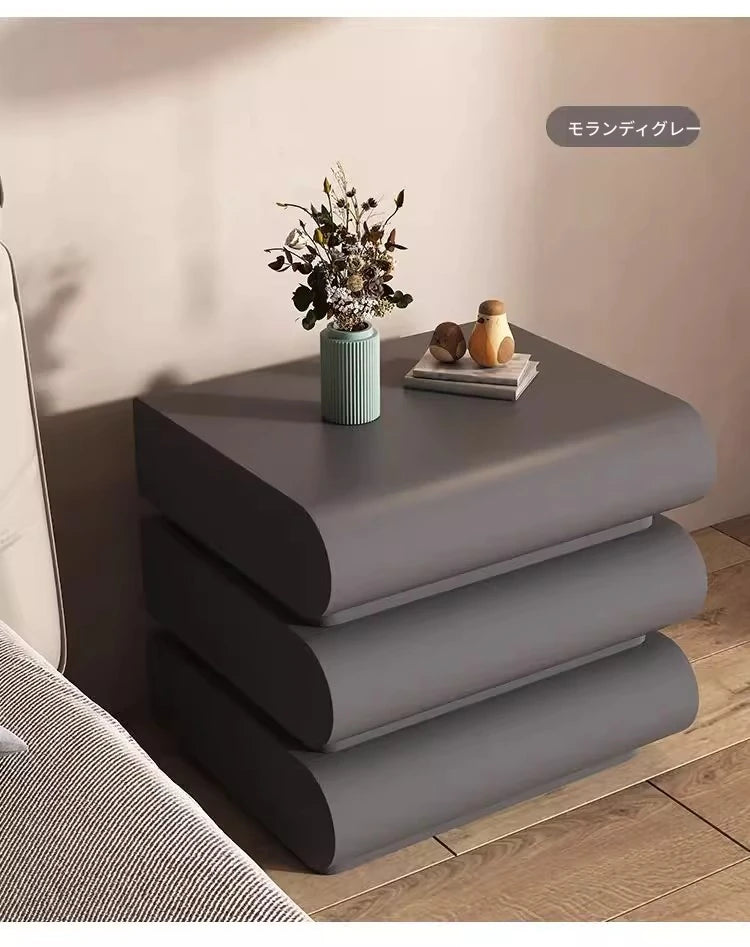 スタイリッシュなPUレザー製ナイトテーブル|パイン素材のモダンデザイン収納家具 hxy-5168