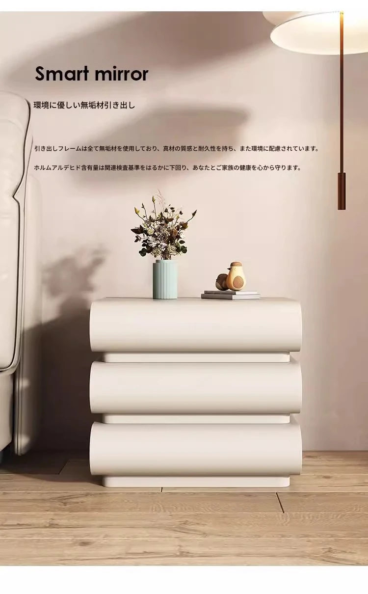 スタイリッシュなPUレザー製ナイトテーブル|パイン素材のモダンデザイン収納家具 hxy-5168