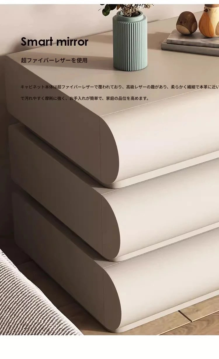 スタイリッシュなPUレザー製ナイトテーブル|パイン素材のモダンデザイン収納家具 hxy-5168