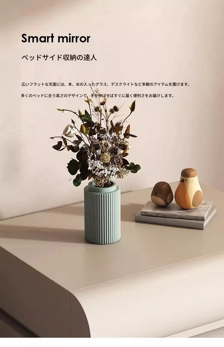 スタイリッシュなPUレザー製ナイトテーブル|パイン素材のモダンデザイン収納家具 hxy-5168