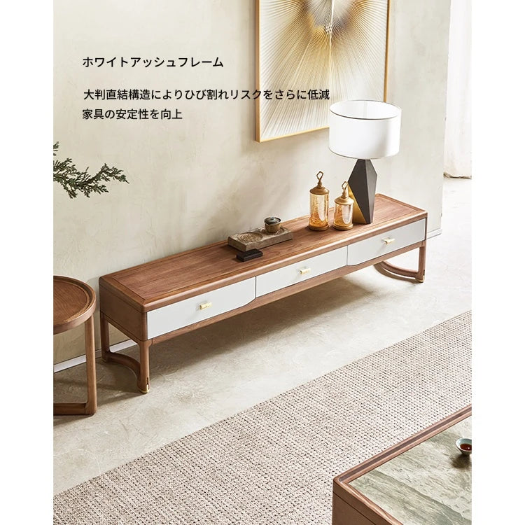アッシュ材製のスタイリッシュテレビ台|洗練されたデザインと多層板の耐久性|リビングに最適な収納付き。 hyc-3117