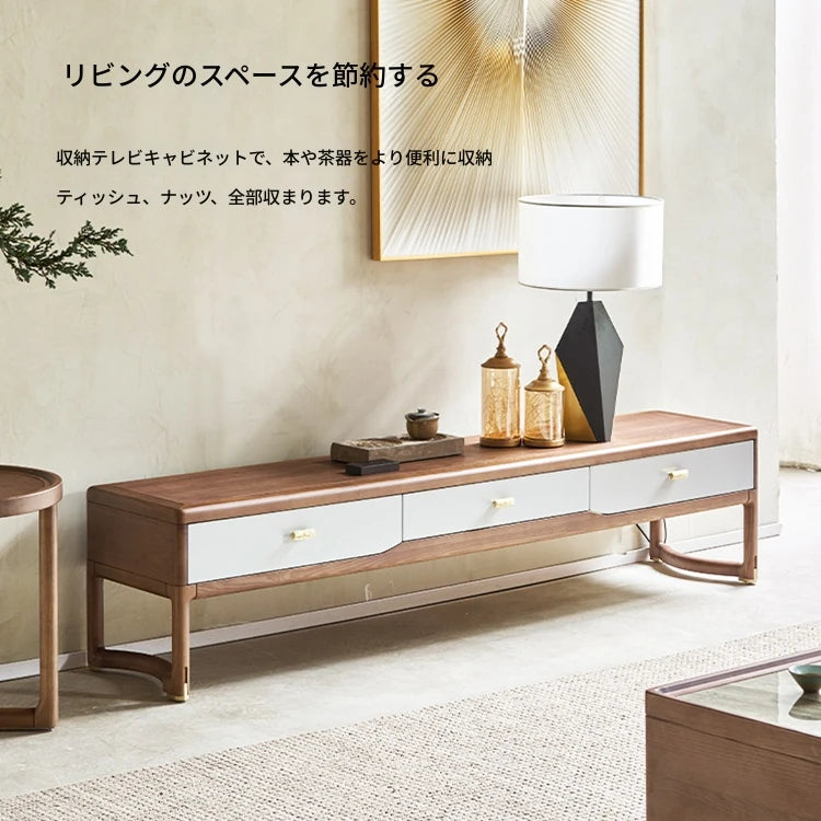 アッシュ材製のスタイリッシュテレビ台|洗練されたデザインと多層板の耐久性|リビングに最適な収納付き。 hyc-3117