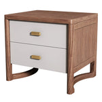 アッシュ材のナイトテーブル|シンプルでスタイリッシュなデザイン|収納力抜群の2段引き出し付き hyc-3119