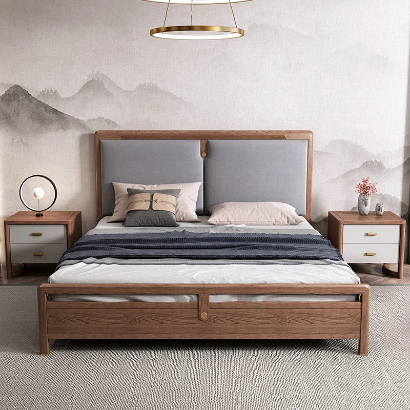 アッシュ材のナイトテーブル|シンプルでスタイリッシュなデザイン|収納力抜群の2段引き出し付き hyc-3119