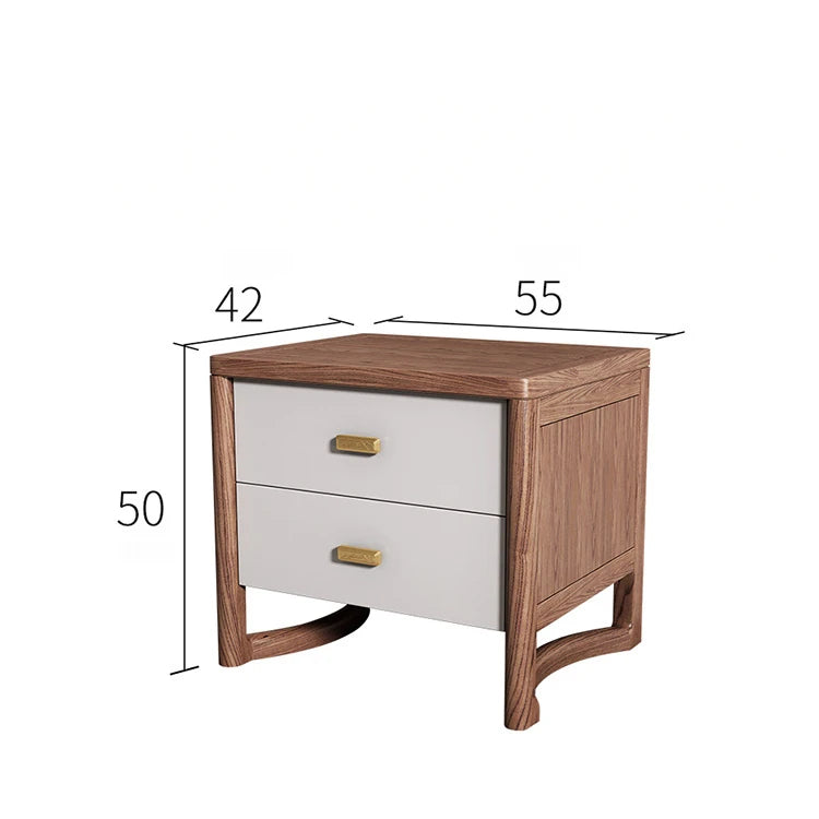 アッシュ材のナイトテーブル|シンプルでスタイリッシュなデザイン|収納力抜群の2段引き出し付き hyc-3119