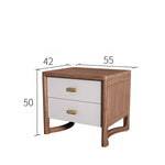 アッシュ材のナイトテーブル|シンプルでスタイリッシュなデザイン|収納力抜群の2段引き出し付き hyc-3119