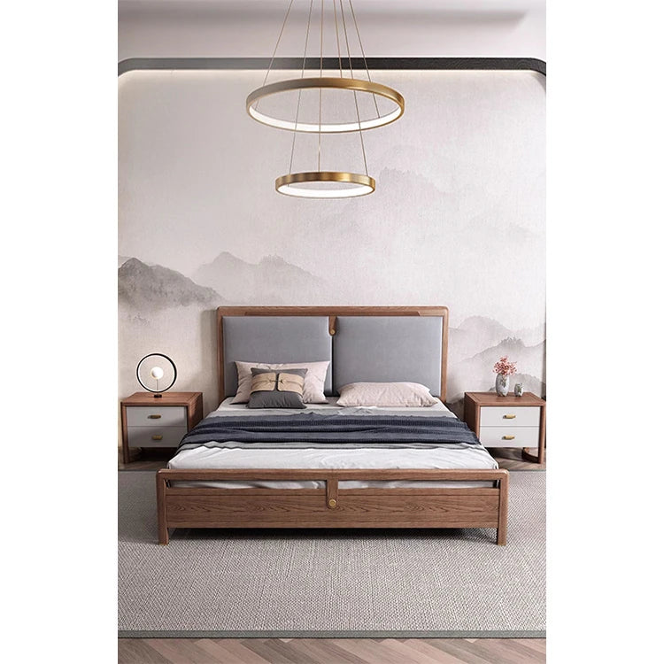 アッシュ材のナイトテーブル|シンプルでスタイリッシュなデザイン|収納力抜群の2段引き出し付き hyc-3119