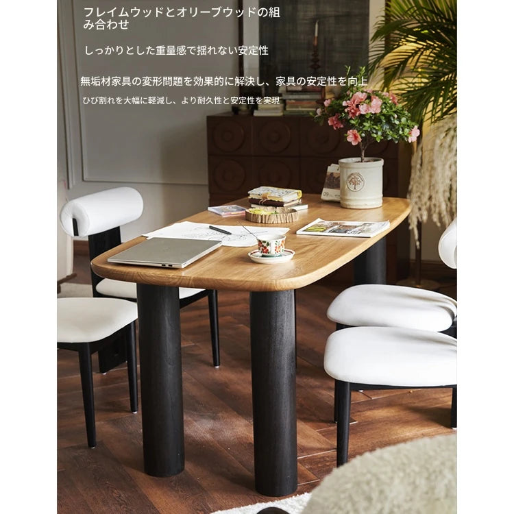 無垢材テーブル|シンプルモダンデザイン|ダイニング&ワークスペース兼用|温かみのあるナチュラルウッド hyc-3120