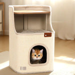 キャットタワー 猫爬架 省スペース 爪とぎ付き 猫ベッド 一体型 サイザル麻 四季対応 hycw-0422-81