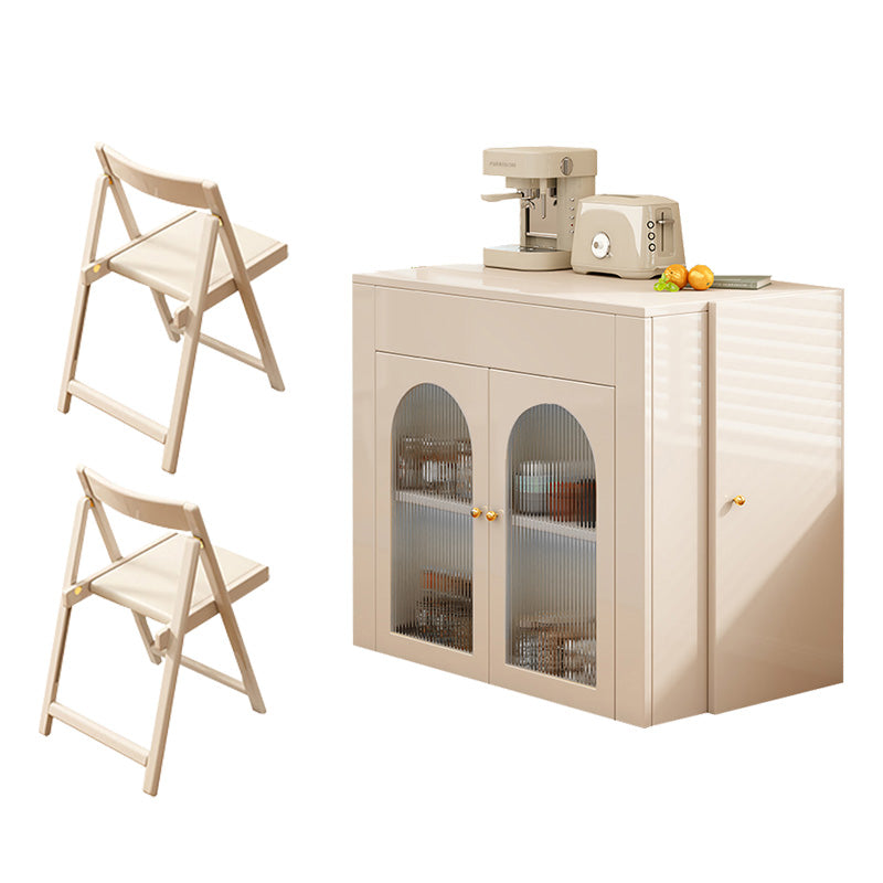 クリーム風伸縮式木製ダイニングテーブル キャビネット一体型多機能アイランド台 hyf-5629