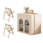 クリーム風伸縮式木製ダイニングテーブル キャビネット一体型多機能アイランド台 hyf-5629