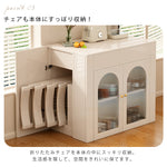 クリーム風伸縮式木製ダイニングテーブル キャビネット一体型多機能アイランド台 hyf-5629