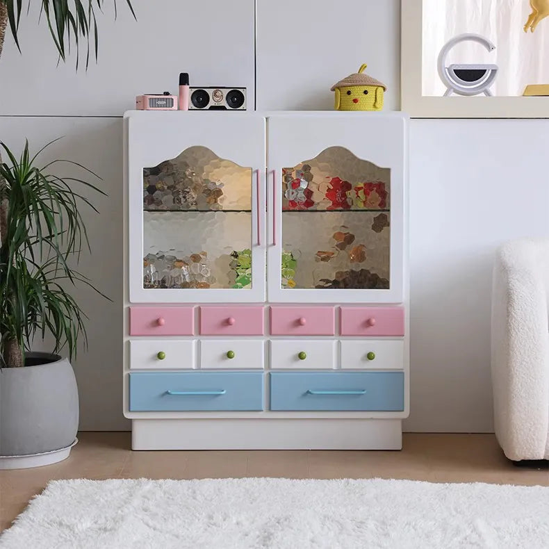 かわいい無垢材ガラスキャビネット|色彩豊かな収納でおしゃれ空間を実現 hyj-2300