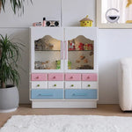 かわいい無垢材ガラスキャビネット|色彩豊かな収納でおしゃれ空間を実現 hyj-2300