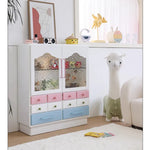 かわいい無垢材ガラスキャビネット|色彩豊かな収納でおしゃれ空間を実現 hyj-2300