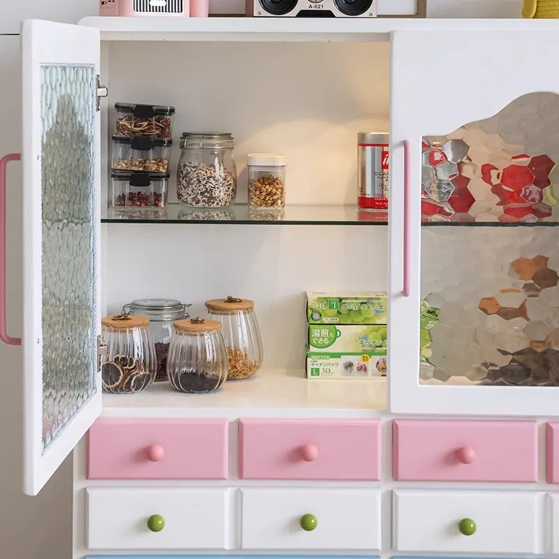 かわいい無垢材ガラスキャビネット|色彩豊かな収納でおしゃれ空間を実現 hyj-2300