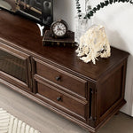 高級感のある無垢材テレビキャビネット - 強化ガラス扉付き、エレガントなリビングの主役 hyjyj-4262