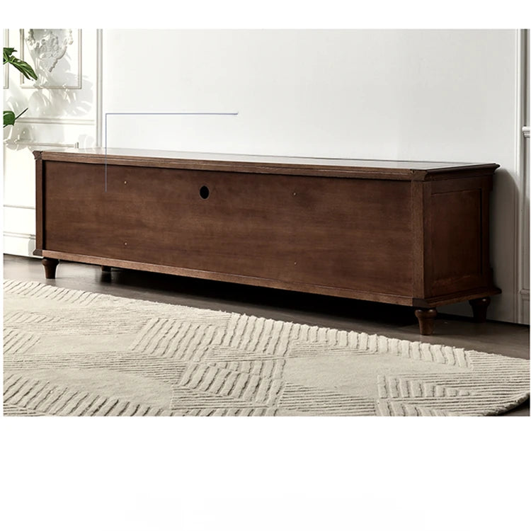 高級感のある無垢材テレビキャビネット - 強化ガラス扉付き、エレガントなリビングの主役 hyjyj-4262