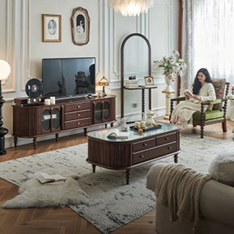 高級感溢れる無垢材ガラスキャビネット|リビングを彩るデザイン hyjyj-4276