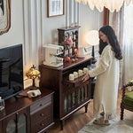 高級感溢れる無垢材ガラスキャビネット|リビングを彩るデザイン hyjyj-4276