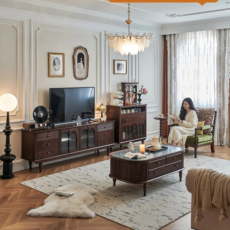 高級感溢れる無垢材ガラスキャビネット|リビングを彩るデザイン hyjyj-4276