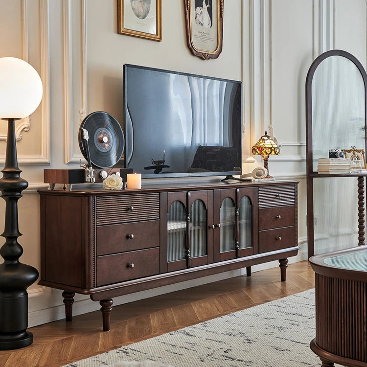 高級感溢れる無垢材ガラスキャビネット|リビングを彩るデザイン hyjyj-4276