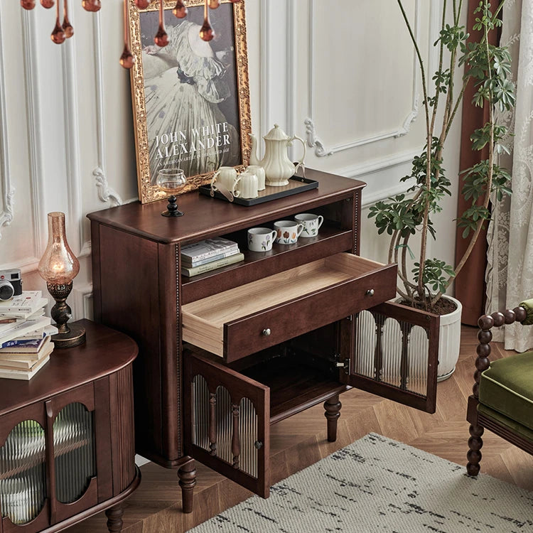 高級感溢れる無垢材ガラスキャビネット|リビングを彩るデザイン hyjyj-4276