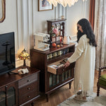 高級感溢れる無垢材ガラスキャビネット|リビングを彩るデザイン hyjyj-4276