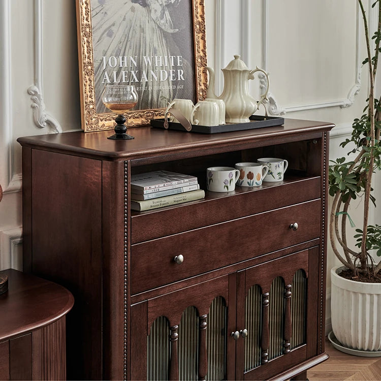 高級感溢れる無垢材ガラスキャビネット|リビングを彩るデザイン hyjyj-4276