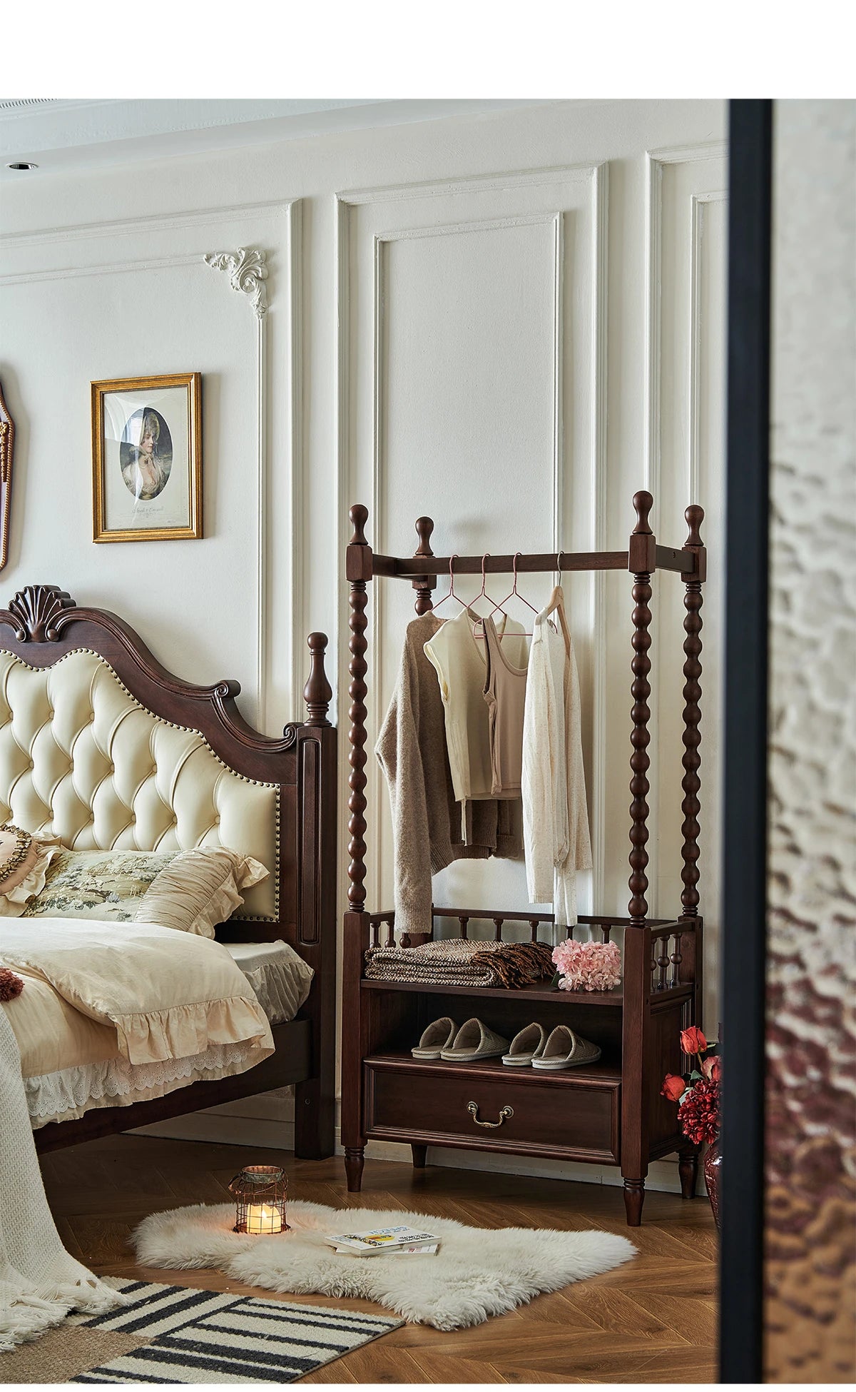 高級感のある無垢材コートハンガー - エレガントなホームアクセント hyjyj-4277