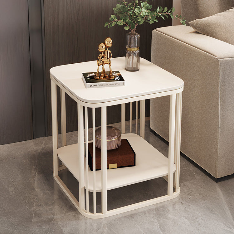 セラミック天板サイドテーブル リビング用 ホワイトフレームのモダンデザイン センターテーブル補助台 hykg-5857
