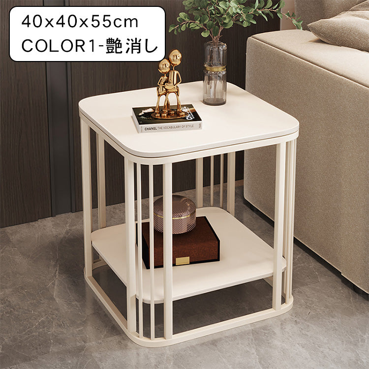セラミック天板サイドテーブル リビング用 ホワイトフレームのモダンデザイン センターテーブル補助台 hykg-5857