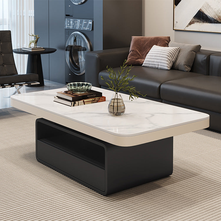 セラミック天板センターテーブル リビング用 モダンデザインの高級ローテーブル収納付き hykg-5860