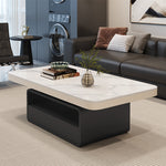 セラミック天板センターテーブル リビング用 モダンデザインの高級ローテーブル収納付き hykg-5860