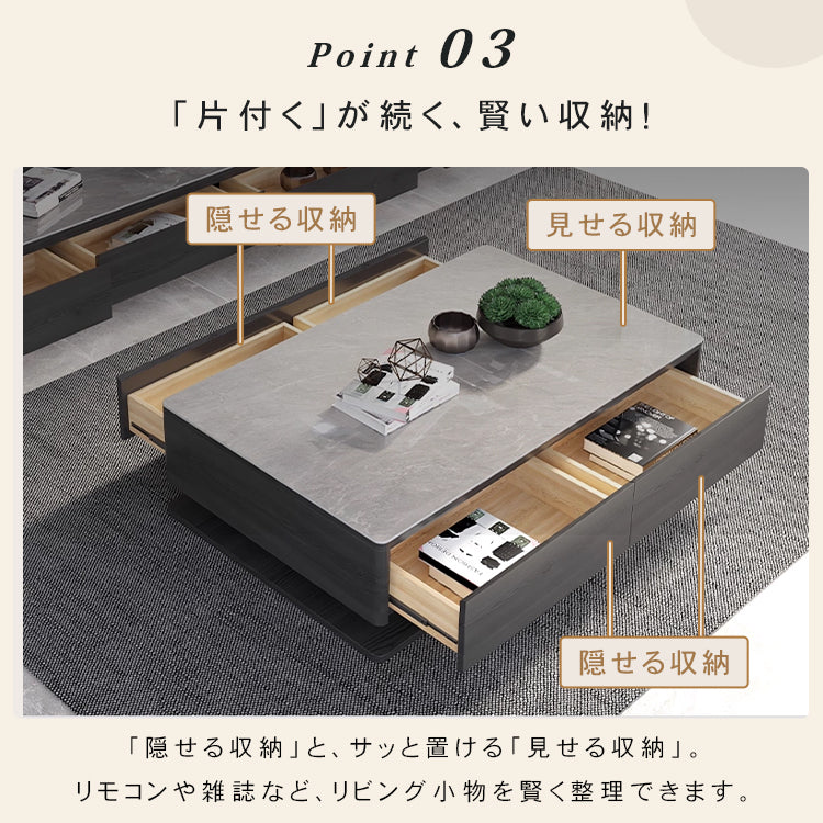 リビングを上質にするセラミック天板サイドテーブル モダンホワイトデザイン/センターテーブルにも hykg-5865