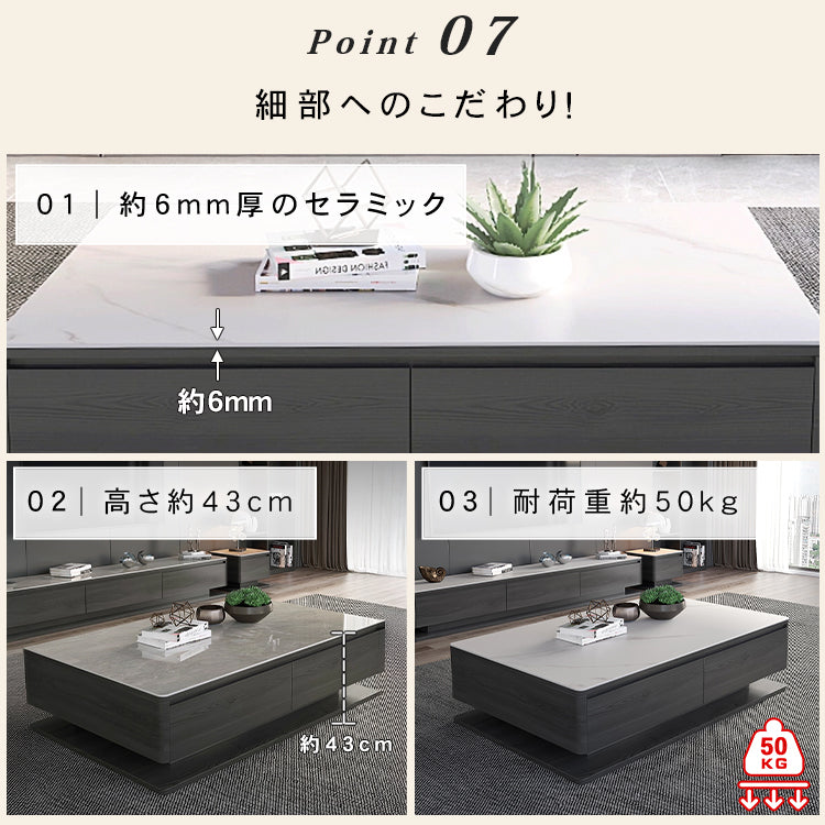 リビングを上質にするセラミック天板サイドテーブル モダンホワイトデザイン/センターテーブルにも hykg-5865