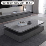 リビングセンターテーブル セラミック天板×グレー木目 モダンデザインのロータイプ収納テーブル hykg-5867