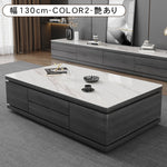 リビングセンターテーブル セラミック天板×木目調グレー モダンデザインの引き出し収納ローテーブル hykg-5874