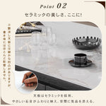 リビングセンターテーブル セラミック天板×木目調グレー モダンデザインの引き出し収納ローテーブル hykg-5874