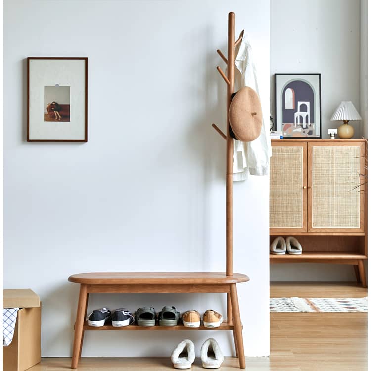 チェリー材とウォールナット使用 高品質スツール - モダンデザインと耐久性 hykmq-742