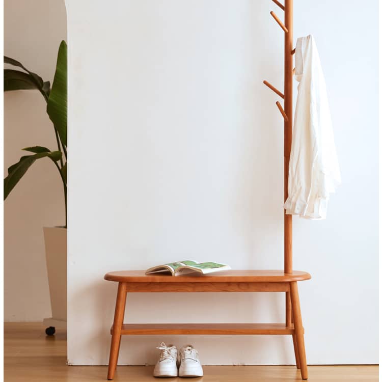 チェリー材とウォールナット使用 高品質スツール - モダンデザインと耐久性 hykmq-742