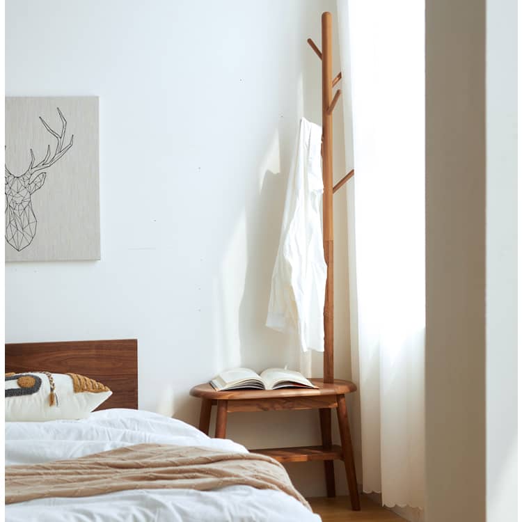 チェリー材とウォールナット使用 高品質スツール - モダンデザインと耐久性 hykmq-742