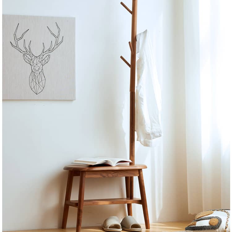 チェリー材とウォールナット使用 高品質スツール - モダンデザインと耐久性 hykmq-742