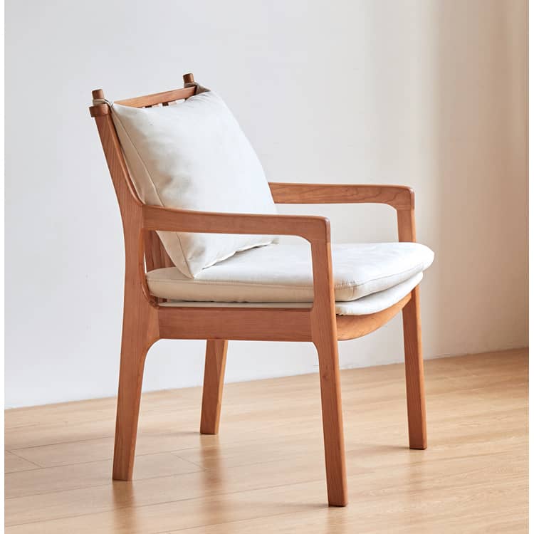 【高品質?北欧風】オークチェア - PPコットン&フェイクレザー張り、チェリー材使用 hykmq-745