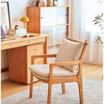 【高品質?北欧風】オークチェア - PPコットン&フェイクレザー張り、チェリー材使用 hykmq-745