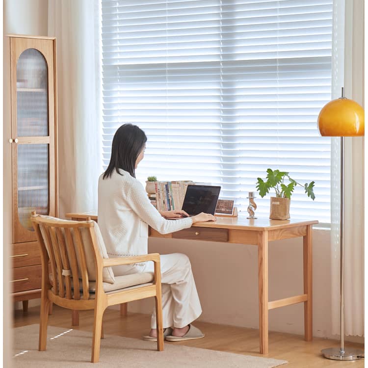 【高品質?北欧風】オークチェア - PPコットン&フェイクレザー張り、チェリー材使用 hykmq-745