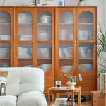 高級チェリー材キャビネット - 多層板とガラス&アルミ合金銅の完璧な組み合わせ hykmq-761